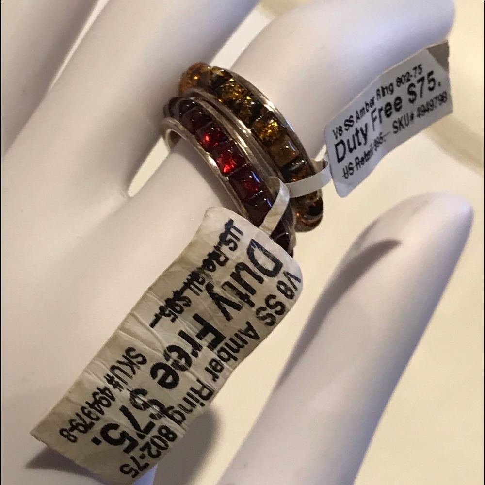 NWT Two AMBER RINGS  size 7